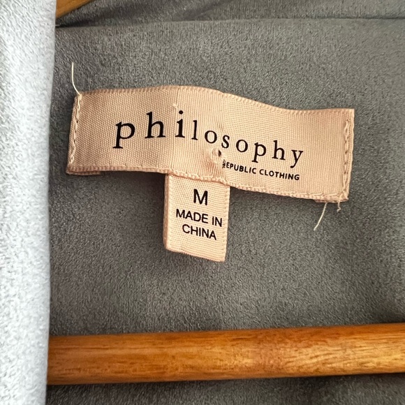 Philosophy Medium Grey Faux Leather Jacket - Picture 9 of 9